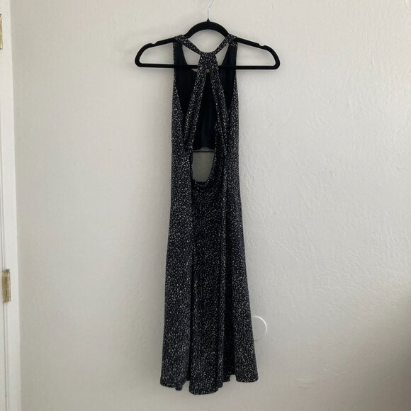 PRANA Exercise Dress Midi Halter Back Black Spotted Workout Hiking Walking Small - Picture 4 of 9
